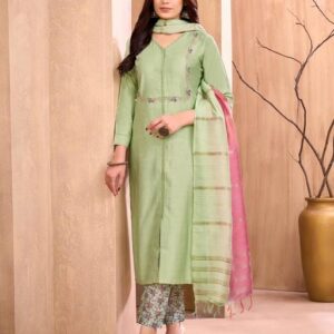 Pistachio Green Embroidered Suit Set